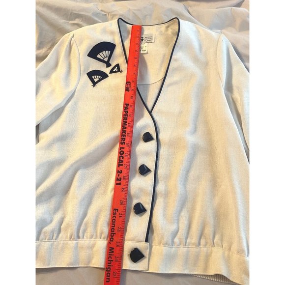 J. G. By Joyce 3 Piece Skirt, Shirt, Jacket Vintage Outfit Blue White 14/16 - Picture 7 of 15